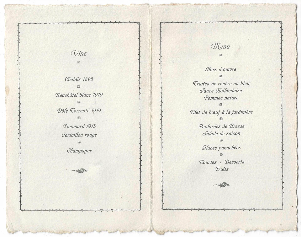 Menu de mariage de 1920 (2) - notreHistoire.ch